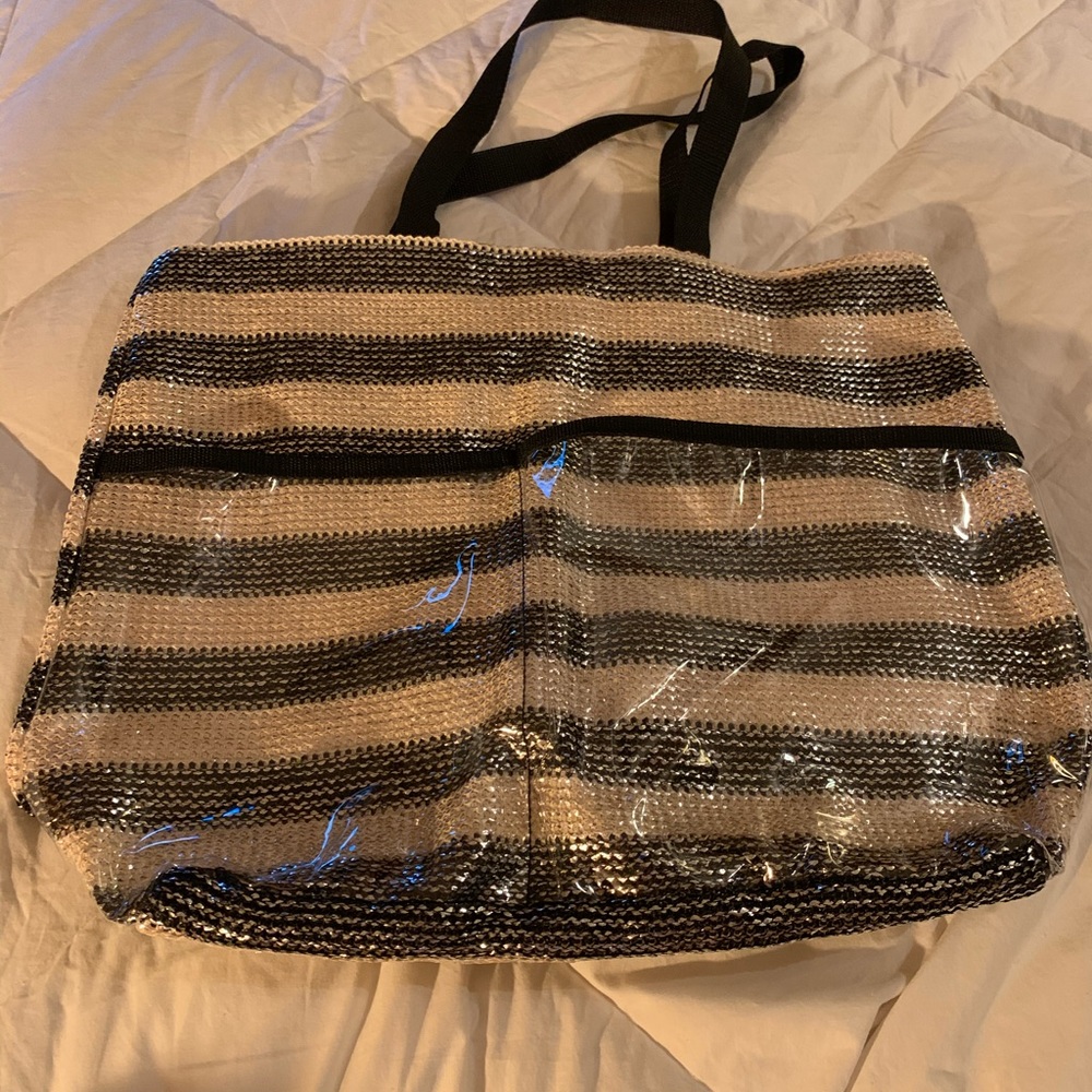 Summer & Rose Blue Striped Metallic Summer Tote - Picture 6 of 9